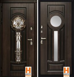 Двери Нева металлические  Парадная входная дверь ДН-Византия стеклопакет