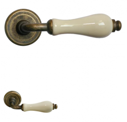 Ручки дверные Ручка Морелли CERAMICA CC-3 OBA/CHAMP античная бронза / шампань